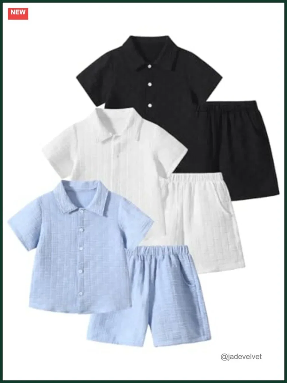 Boys 6-Piece Summer Outfit Sets Button Down Shirts Shorts Kids Vacation